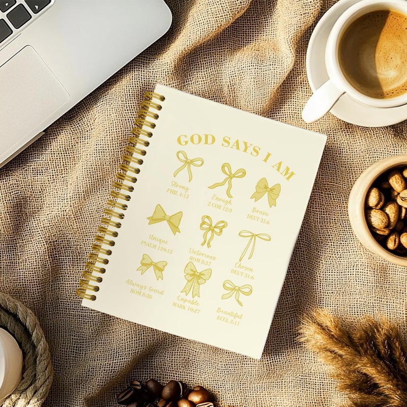 THDSE Bible Journal for Women, Christian Prayer Journal Notebook Gifts for Teen Girls Kids, Bible Study Supplies, Cute Bows Church Faith Journaling Hardcover Spiral Notebook 5.5 X 8.3(Baby Yellow) - Image 3
